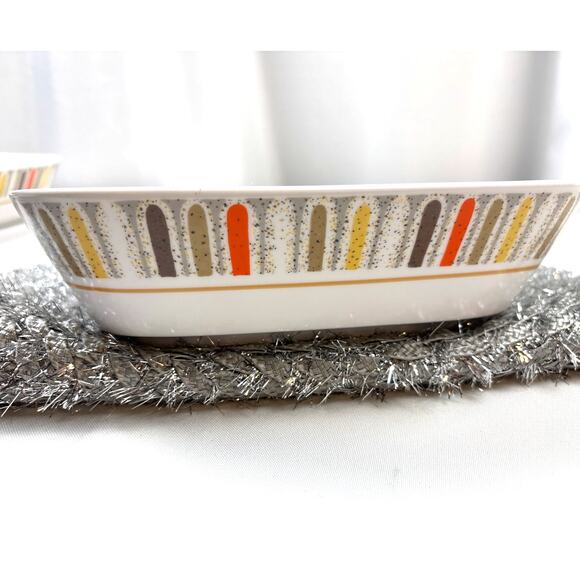 Vintage MCM 1970s Noritake Progression Mardi Gras Pattern Oval  Serving Bowl - Picture 1 of 7